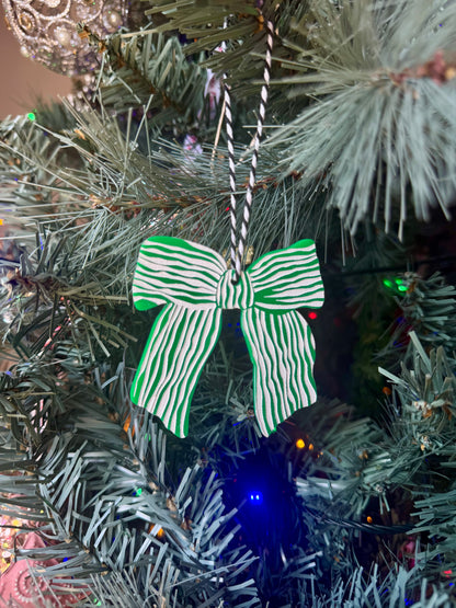 Green Striped Bow | Christmas Tree Decoration *Limited Edition*